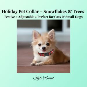 Holiday Pet Collar – Red Snowflake & Christmas Tree Adjustable Pet Collar (15")